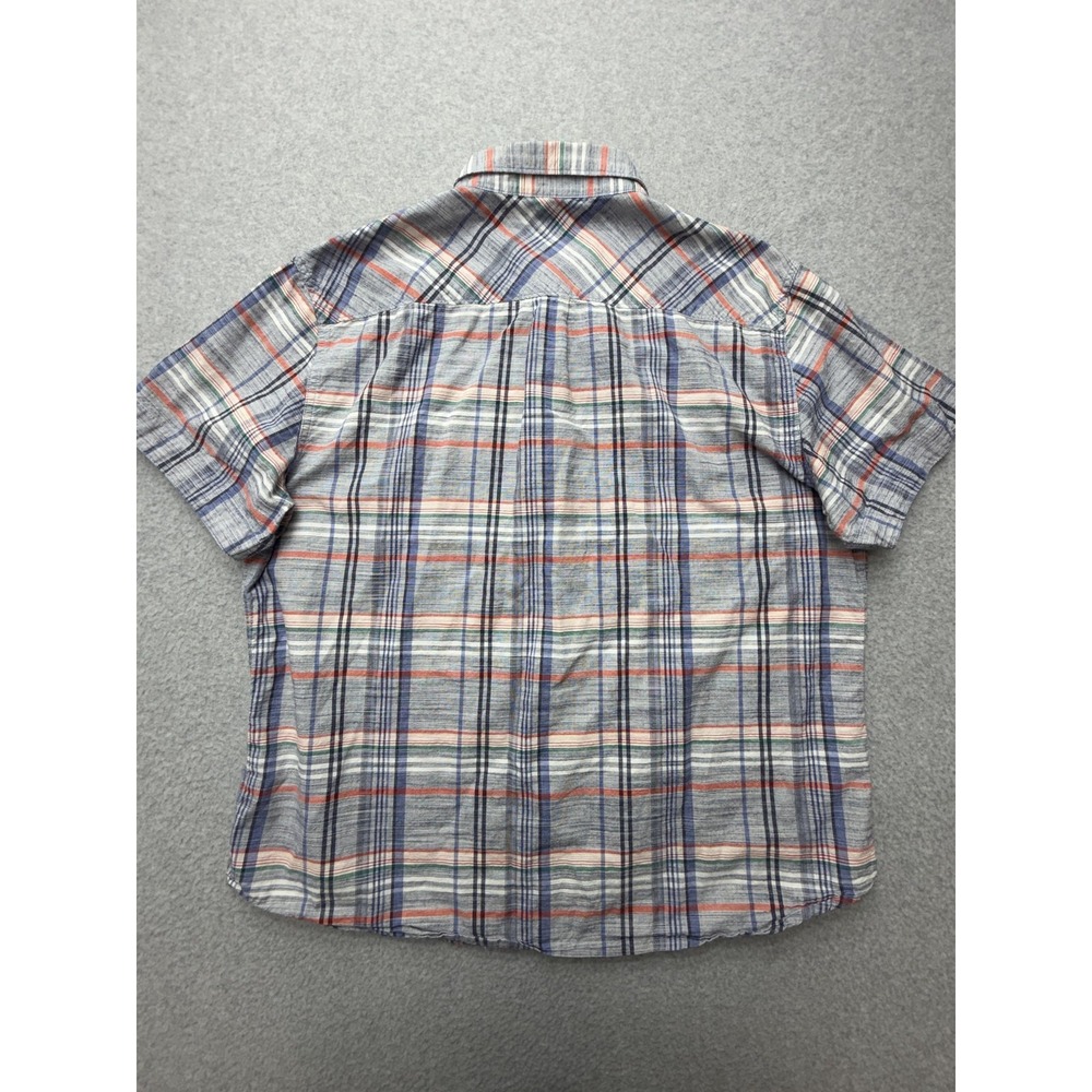 Carbon2cobalt Shirt Mens XL Blue Plaid Chambray Cotton Short Sleeve - Picture 6 of 7